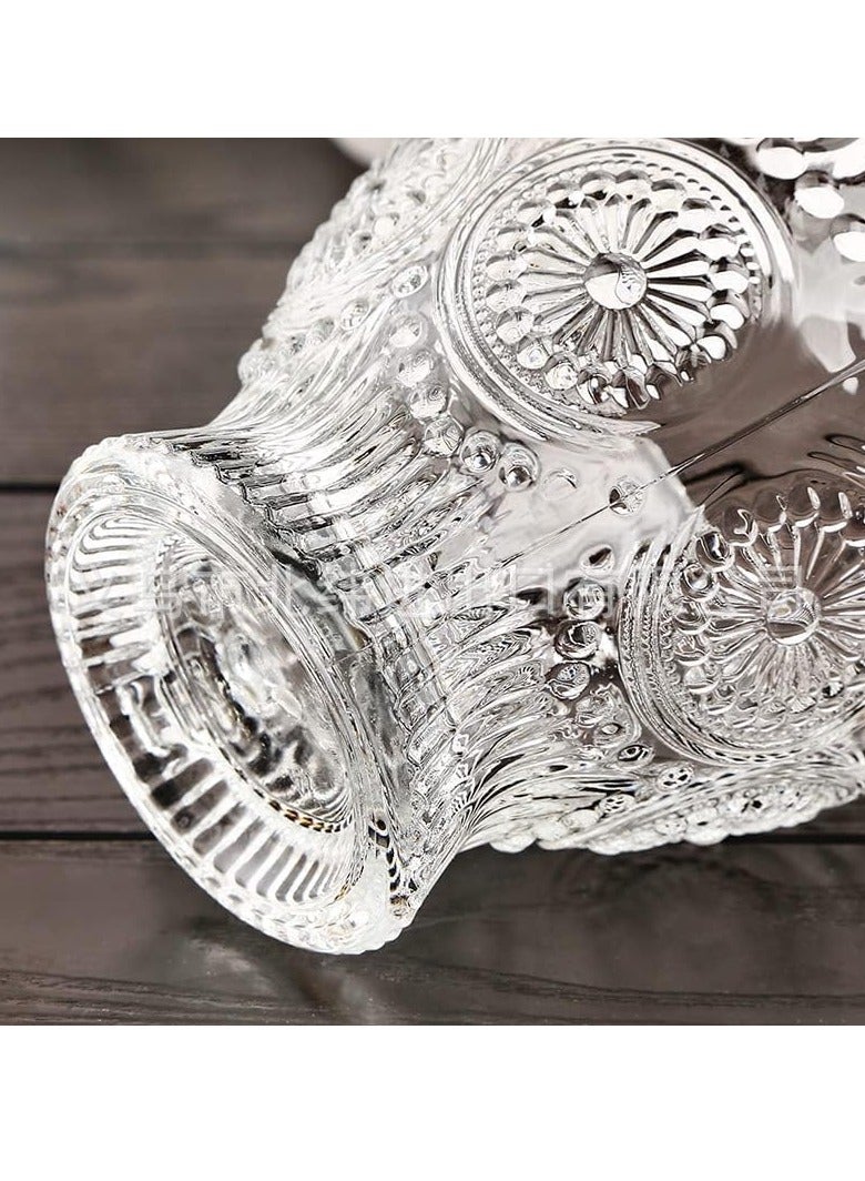 Tea Cups and Saucers Set of 6 200ml, Glass Turkish Coffee Cup With Embossed Trim for Cappuccino, Latte, Mocha, Au Lait, Double Espresso - Image 2