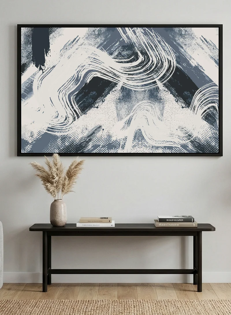 LOWHA Canvas Wall Art Stretched Over Wooden Frame with Black Floating Frame and Abstract Design