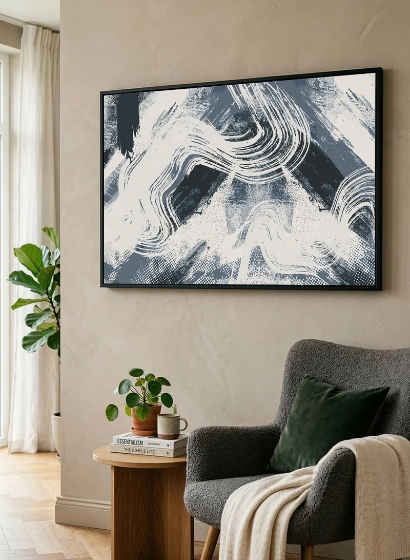 LOWHA Canvas Wall Art Stretched Over Wooden Frame with Black Floating Frame and Abstract Design