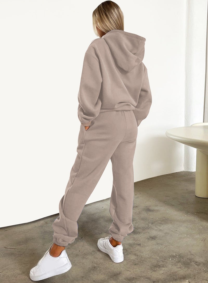 NIBEMINENT Letter Print Casual Two-piece Set, Drawstring Hooded Tops & Drawstring Jogger Pants Outfits, Women's Clothing  - Image 5