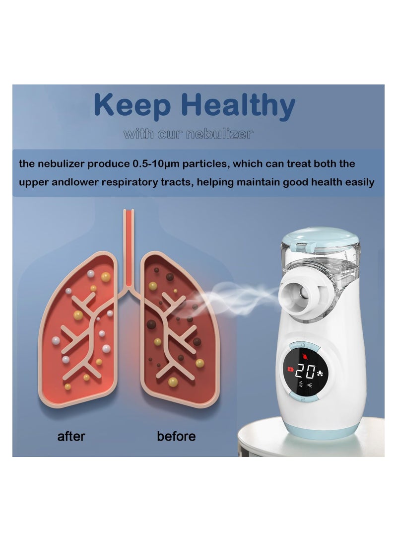 SYOSI Portable Nebulizer, with LED Interface Auto-Cleaning, Ultrasonic Mesh Nebulizer for Kids Adult Elderly, Ultra-Quiet Inhaler Compact Nebulizer, Machine for Breathing, Nebulizer for Travel Daily Use - Image 3