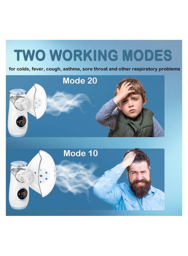 SYOSI Portable Nebulizer, with LED Interface Auto-Cleaning, Ultrasonic Mesh Nebulizer for Kids Adult Elderly, Ultra-Quiet Inhaler Compact Nebulizer, Machine for Breathing, Nebulizer for Travel Daily Use - Image 5