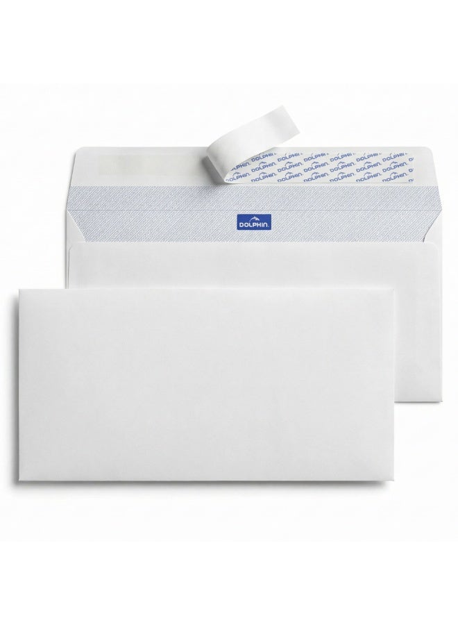 Dolphin White Pocket Envelopes 4.5 x 9 Inch 80 GSM Peel & Seal Closure, Pack of 50 white - Image 1