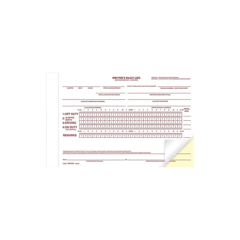 Rediform 6K681 Driver's Daily Log 5 1/2 x 7 7/8 Duplicate with Carbons 31 Sets/Book - Image 2