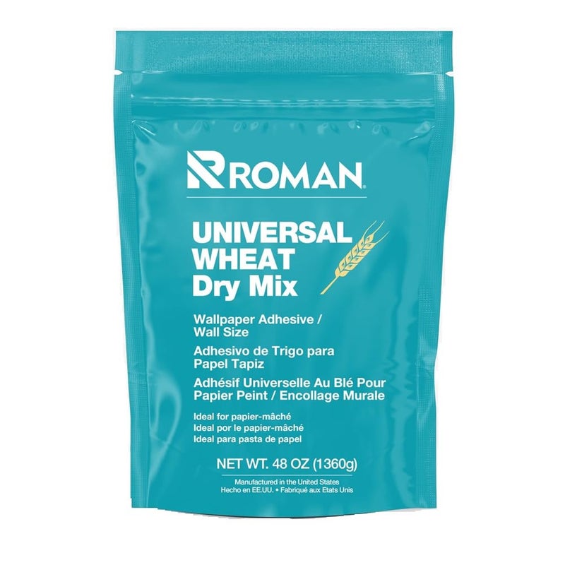 ROMAN Universal Wheat Dry Mix Wallpaper Adhesive, Premium Grade for Lightweight and Delicate Wallpaper, Book Binding, Easy Mix & Application (3 lb - 1,500 sq. ft.)
