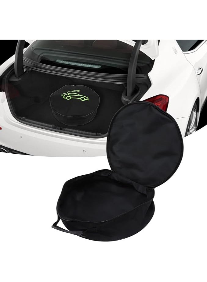 erorex Jumper Cable Bag 14in Round Waterproof EV Charging Cable Storage Bag for Tesla Cable Organizer Portable EV Cable Bag for Chevy Tools Cable Bag Electric Car Charging Case  - Image 3