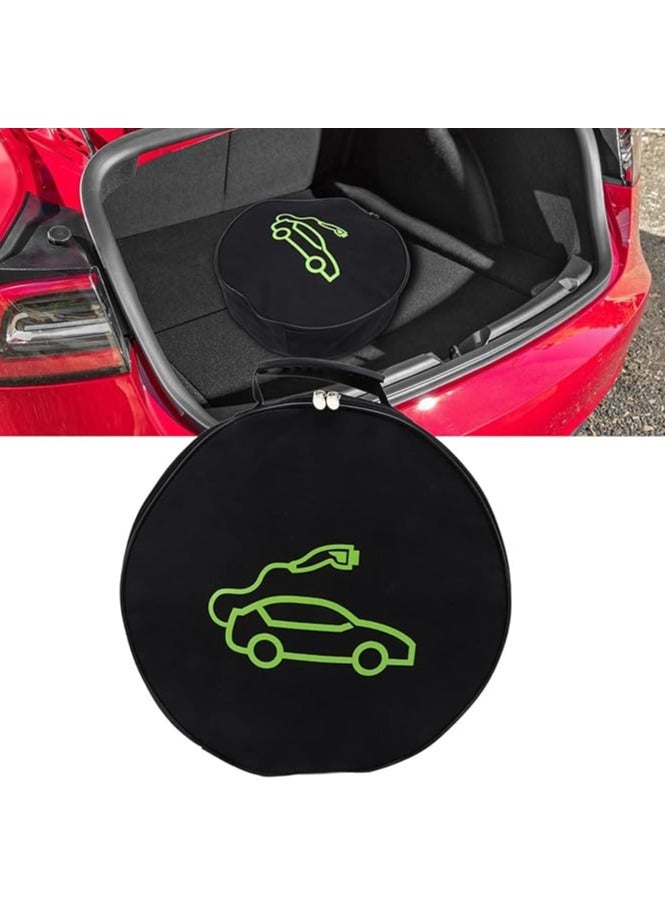 erorex Jumper Cable Bag 14in Round Waterproof EV Charging Cable Storage Bag for Tesla Cable Organizer Portable EV Cable Bag for Chevy Tools Cable Bag Electric Car Charging Case  - Image 4