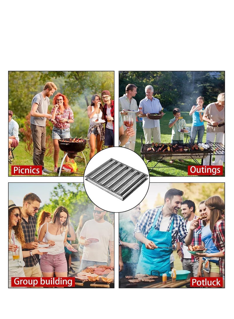 Excefore Barbecue Sausage Roller Grill, Hot Dog Roller, BBQ Hot Dog Griller Rack, Stainless Steel Hot Dog Roller Griller Rack, with Wood Handle Evenly Cooked for Hot Dog Sausages - Image 4