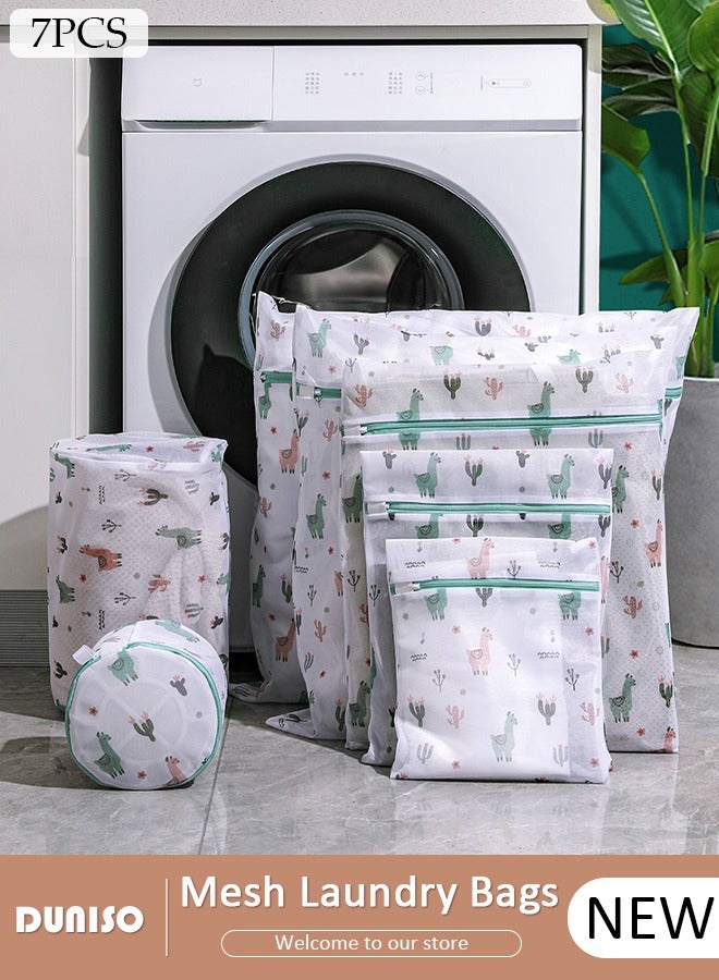 DUNISO 7PCS Mesh Laundry Bags, Thickened Washing Machine Bags for Delicates with Premium Zipper, Reusable Travel Storage Organizer Bag for Blouse, Bra, Hosiery, Stocking, Underwear  - Image 1
