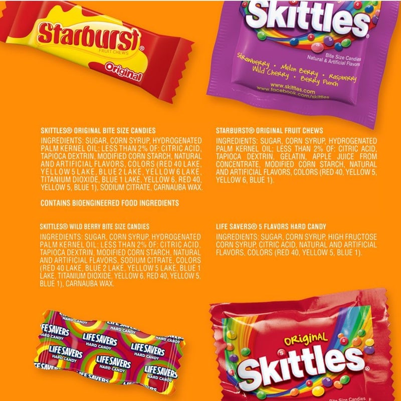 Wrigley's حلوى سكتلز الأصلية، سكتلز التوت البري، ستاربرست و لايف سيفرز حلوى الهالوين، حلوى مطاطية وصلبة بحجم صغير، مجموعة فواكه، كيس كبير، 135 قطعة - Image 3