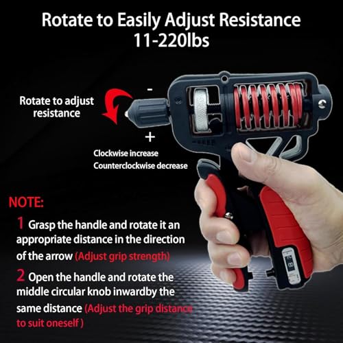 BIGXEN Hand Grip Strength Trainer with Counter,Adjustable Distance＆Resistance Strengthener Forearm Exerciser and Hand Workout Tool，Strength Training, Non-Slip hand grippers-1PCS (Hand Grip(100kg)) - Image 5