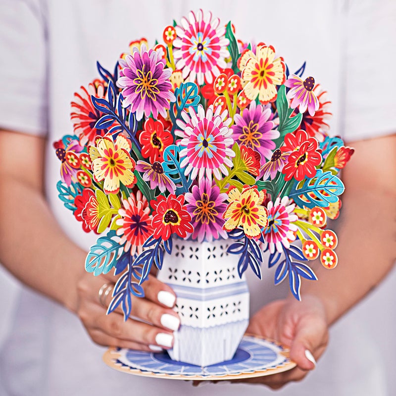Paper Love Hugepop 3D Exotica Bouquet Pop Up Card With Detachable Paper Flower Bouquet  Gift For Birthday  Wedding  Thank You  Get Well  All Occasions - Jumbo 10"" X 14"" Cards - Includes Envelope And Note - Image 2
