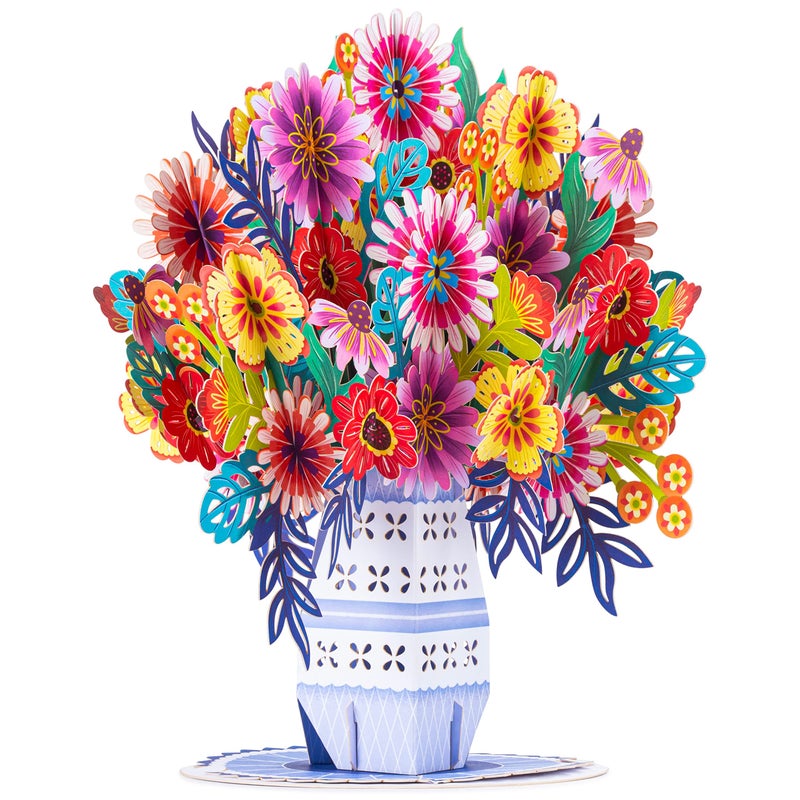 Paper Love Hugepop 3D Exotica Bouquet Pop Up Card With Detachable Paper Flower Bouquet  Gift For Birthday  Wedding  Thank You  Get Well  All Occasions - Jumbo 10"" X 14"" Cards - Includes Envelope And Note - Image 1