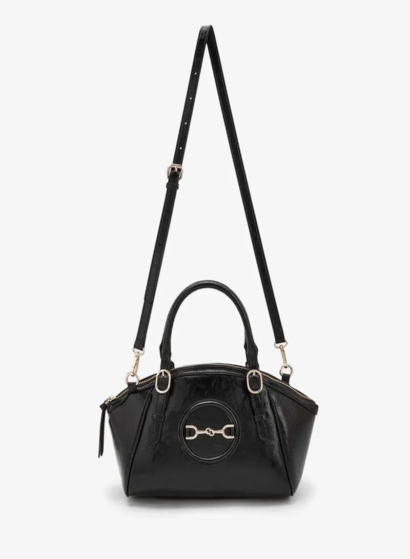Celeste BLACK Textured Tote Bag With Detachable Strap for Women | Best Price UAE