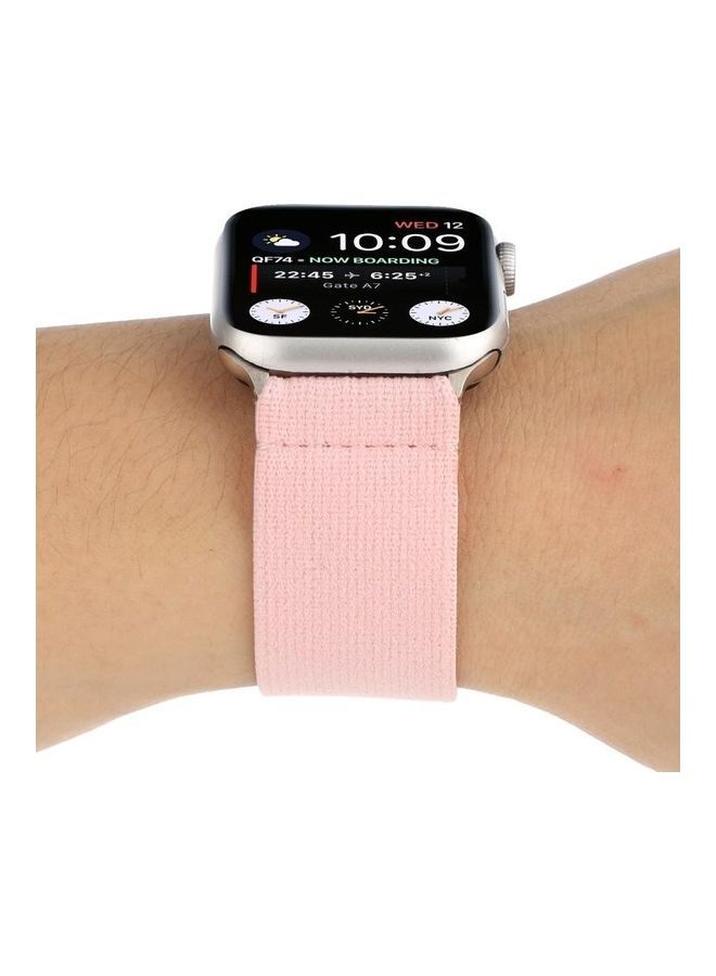 NIBEMINENT Solid Colour Silicone Replacement Strap Watchband For Apple Watch Series 1/2/3/4/5/6/7/SE 42-44-45mm Pink - Image 4