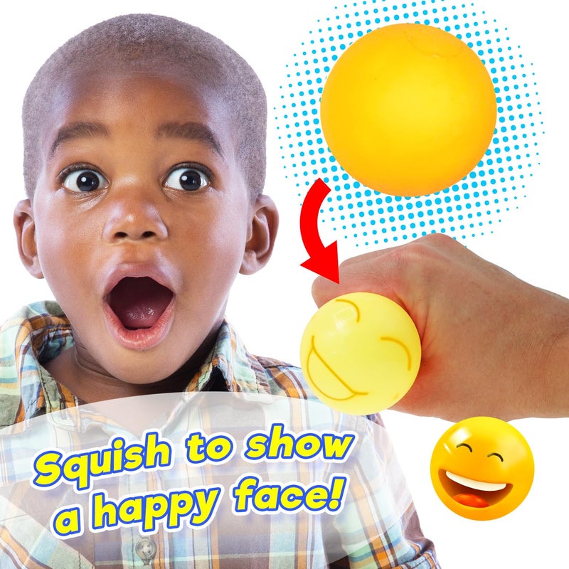 JA-RU Squish Attack Ball (1 Unit Assorted) Squooshy Sphere with 6 Different Smiley Faces. Fidget Squishy Toy for Kids, Teen, & Adult. Soft Stress Therapy, Squish and Stretch Party Favor. 5606-1 - Image 5