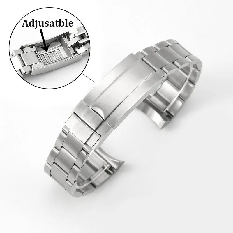 Bluejw Luxury RLX Curved End Replacement Metal Watch Bracelet for 20mm 21mm Gold Solid Stainless Steel Adjustable Watch Strap - Image 1