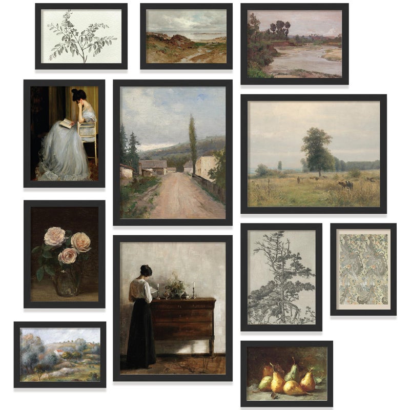 97 Decor Vintage FRAMED Wall Art Framed Vintage Wall Art Prints Vintage Posters For Room Aesthetic Landscape Prints For Wall Decor Moody Gallery Pictures Botanical Paintings For Home Bedroom BLACK FRAME - Image 2