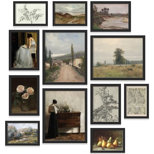 97 Decor Vintage FRAMED Wall Art Framed Vintage Wall Art Prints Vintage Posters For Room Aesthetic Landscape Prints For Wall Decor Moody Gallery Pictures Botanical Paintings For Home Bedroom BLACK FRAME - Image 1