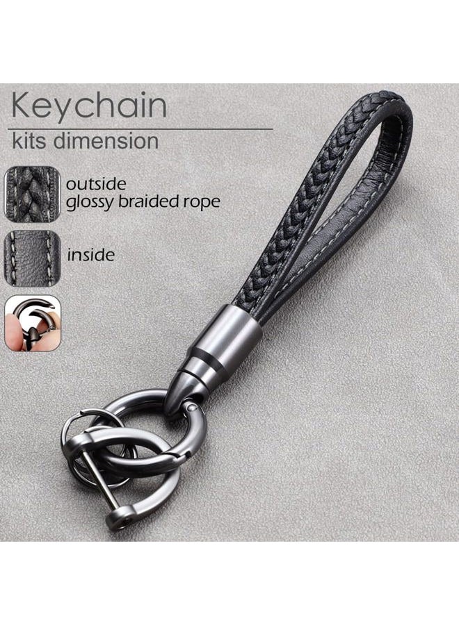Lcyam Key Fob Cover Case Key Holder with Leather Keychain for Mazda 2024 2022 2023 3 6 CX-30 CX-5 CX-9 (Blue) - Image 2