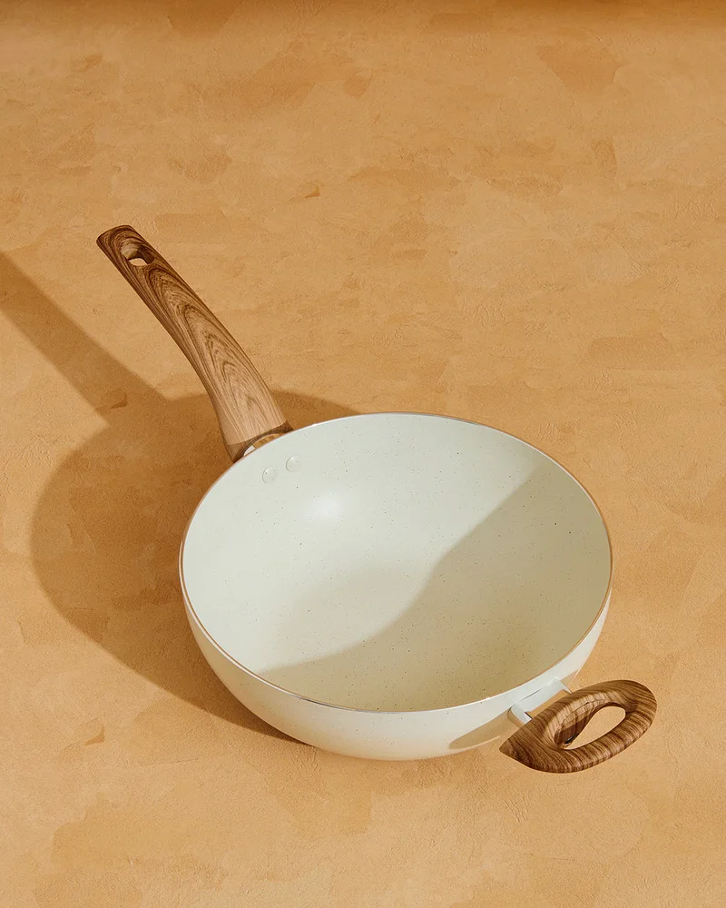 REDTAG Beige Aluminum Non Stick Wok Pan (24Cm)