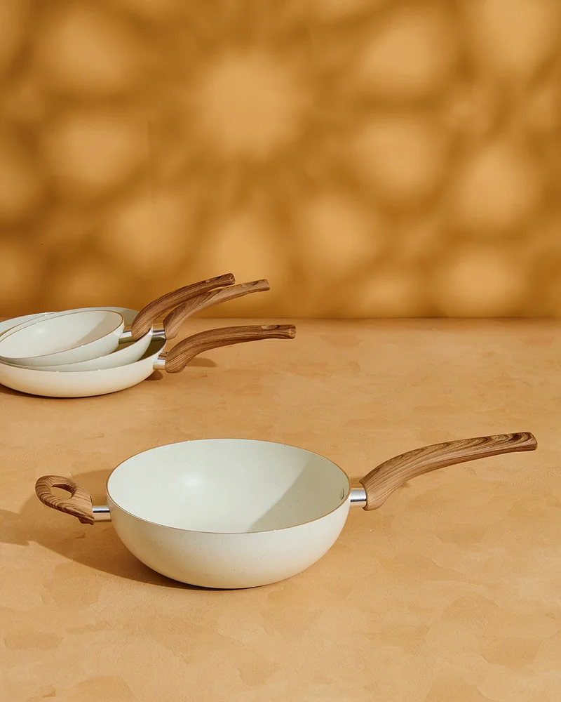 REDTAG Beige Aluminum Non Stick Wok Pan (24Cm)