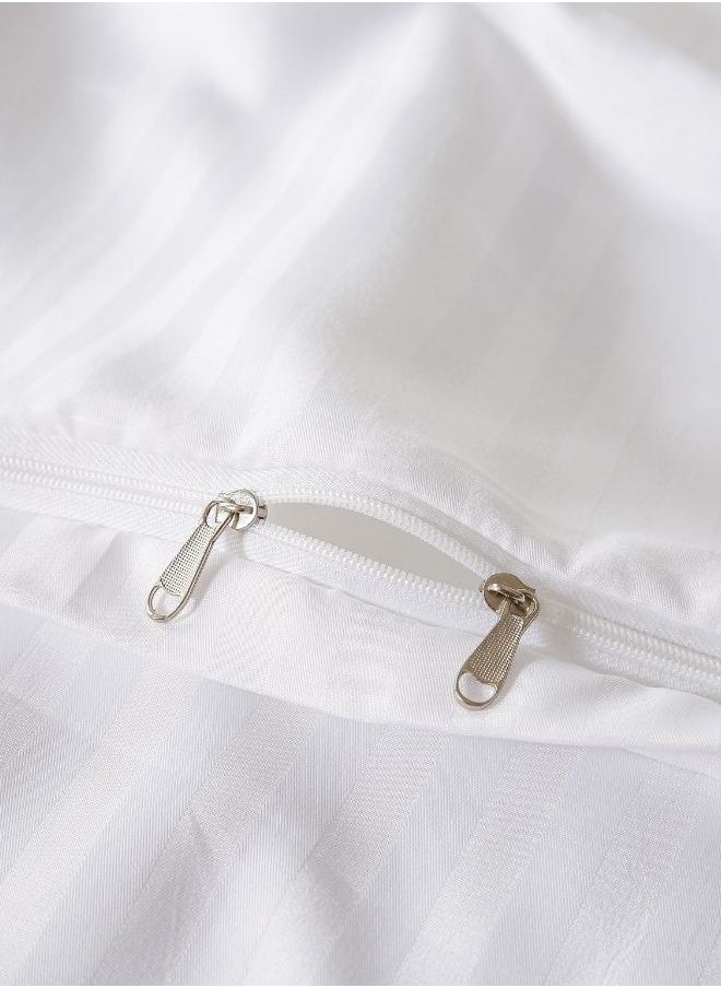 LUNA Home Premium Single size 4-piece bed linen, Satin striped, White color.  - Image 5