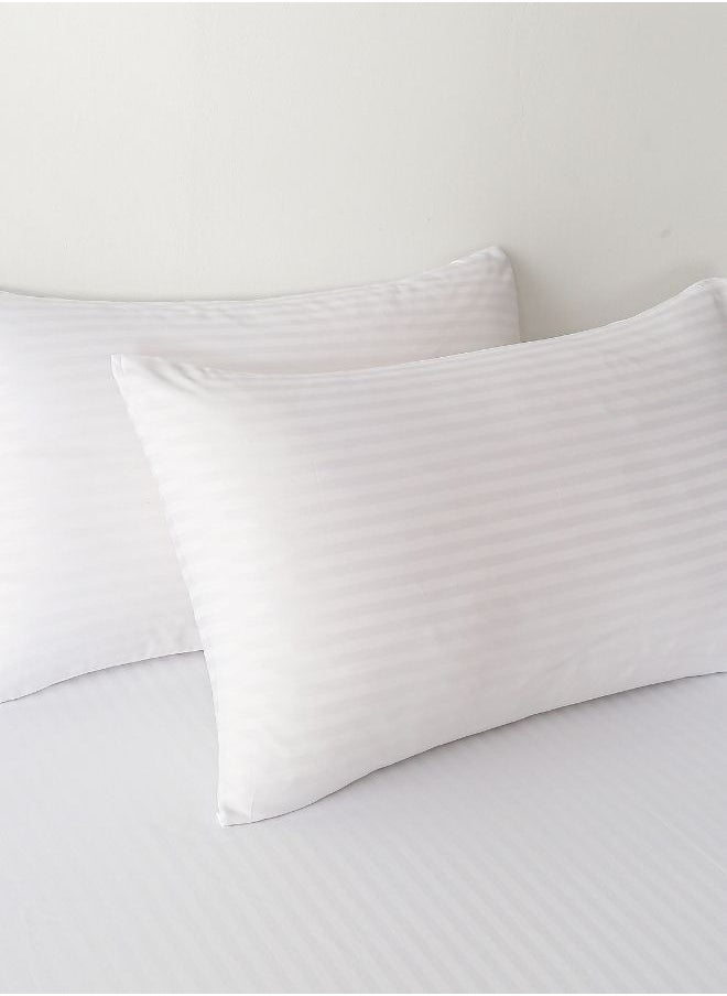 LUNA Home Premium Single size 4-piece bed linen, Satin striped, White color.  - Image 3