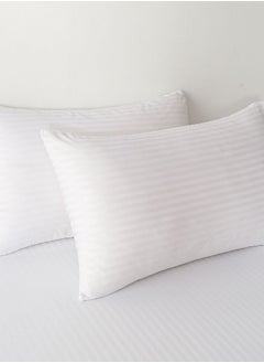 LUNA Home Premium Single size 4-piece bed linen, Satin striped, White color.  - Image 3