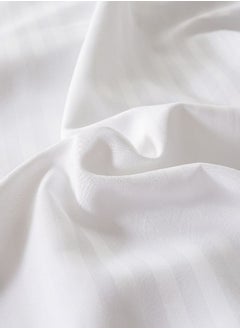 LUNA Home Premium Single size 4-piece bed linen, Satin striped, White color.  - Image 4