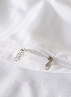 LUNA Home Premium Single size 4-piece bed linen, Satin striped, White color.  - Image 5