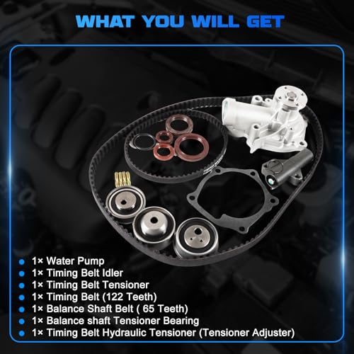 YOMALL MR994968 Timing Belt Kit with Water Pump Fits for 2006-2007 Eclipse 2.4L, for 2005-2006 Galant/Lancer/Outlander 2.4L Replacement OE MR984778, MR984375, MN137247, MD352473, 1300A066, TCKWP332 - Image 4