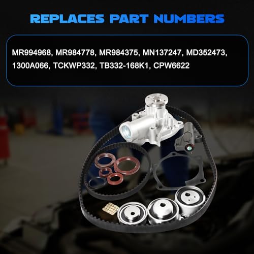 YOMALL MR994968 Timing Belt Kit with Water Pump Fits for 2006-2007 Eclipse 2.4L, for 2005-2006 Galant/Lancer/Outlander 2.4L Replacement OE MR984778, MR984375, MN137247, MD352473, 1300A066, TCKWP332 - Image 3