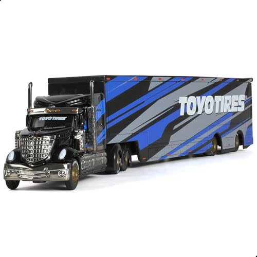 Risopen Alloy Metal Diecast Tow Traktor Toy 164 Scale International Lonestar Heavy Truck Model Semi Trailer Head Toy Gift Classic Truck Model Collection for Kid Boy Men Adult Black - Image 1