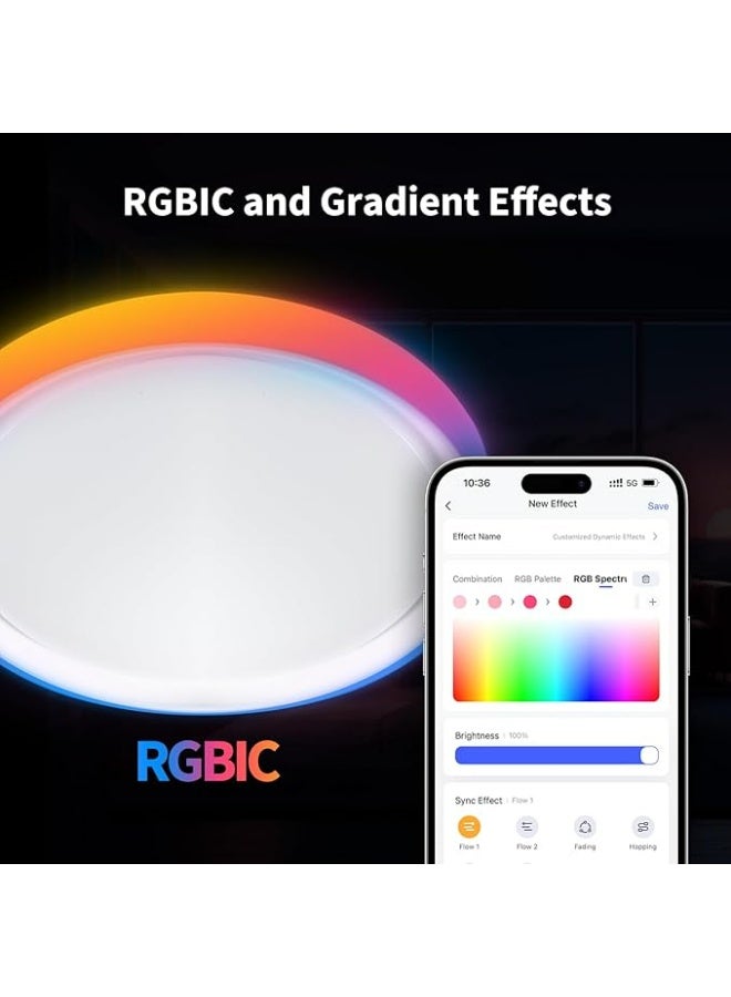 Aqara T1M LED Ceiling Light with Matter, Zigbee 3.0 HUB, RGB + IC with Gradient Effects and 16 M Colors, 40 W 3450 lm, Adjustable White 2700-6500 K, Supports HomeKit, Alexa, Google and IFTTT - Image 3