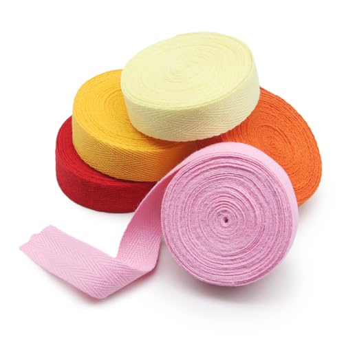 SEMINI 3/4'' Wide 21 Mixed Color 42 Yards Twill Cotton Ribbon Herringbone Bias Tape Natural Webbing Tape for Sewing Binding Gift Wrapping DIY Crafts Sewing Home Decoration (3/4inch(2cm)) - Image 3