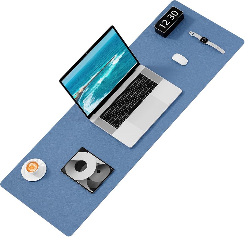 Hsurbtra Desk Pad, 48" x 17" PU Leather Desk Mat, XXXL Extended Mouse Pad, Waterproof Desk Blotter Protector, Ultra Thin Large Laptop Keyboard Mat, Non-Slip Desk Writing Pad for Office Home, Dark Blue - Image 2