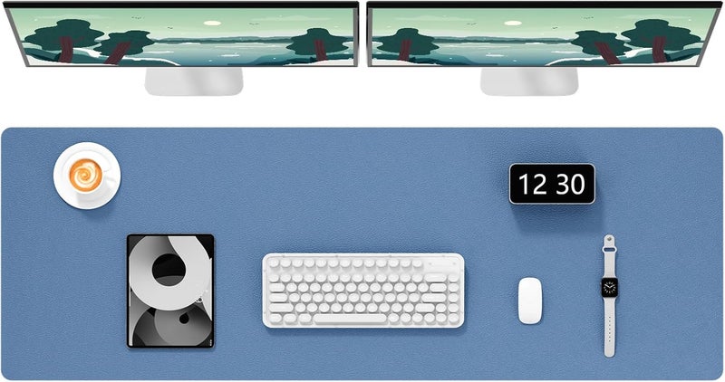 Hsurbtra Desk Pad, 48" x 17" PU Leather Desk Mat, XXXL Extended Mouse Pad, Waterproof Desk Blotter Protector, Ultra Thin Large Laptop Keyboard Mat, Non-Slip Desk Writing Pad for Office Home, Dark Blue - Image 1