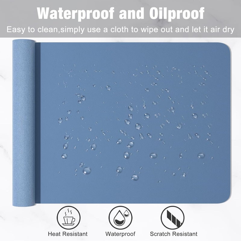 Hsurbtra Desk Pad, 48" x 17" PU Leather Desk Mat, XXXL Extended Mouse Pad, Waterproof Desk Blotter Protector, Ultra Thin Large Laptop Keyboard Mat, Non-Slip Desk Writing Pad for Office Home, Dark Blue - Image 5