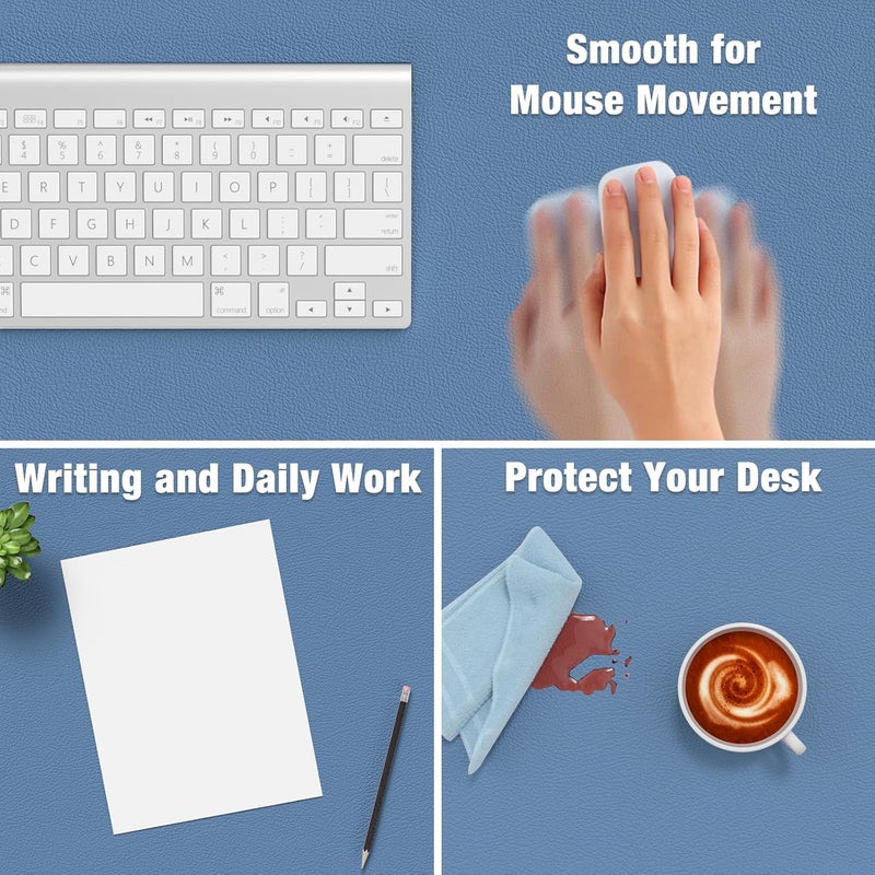 Hsurbtra Desk Pad, 48" x 17" PU Leather Desk Mat, XXXL Extended Mouse Pad, Waterproof Desk Blotter Protector, Ultra Thin Large Laptop Keyboard Mat, Non-Slip Desk Writing Pad for Office Home, Dark Blue - Image 4