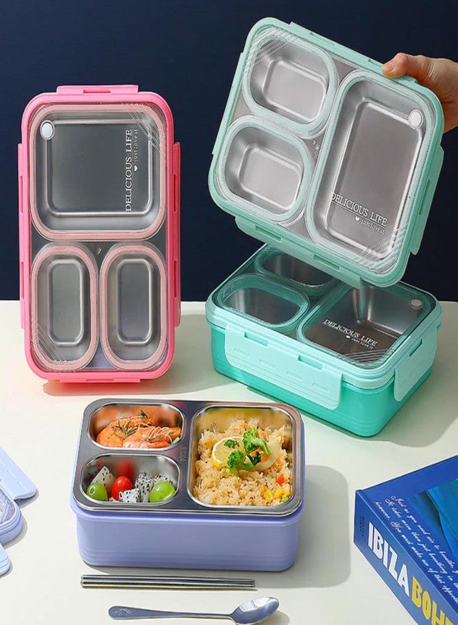 Darkpyro 3 Lunch Box Comes with 3 Detachable Inner Steel Compartments| BPA-Free Lunch Box for Fresh Meals On-The-Go Ideal for School, Office, and Travel- Pink 600ml - Image 4