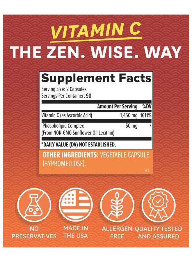 Zenwise Health Zenwise Vitamin C Liposomal Ascorbic Acid 1000 MG of Organic Highly Bio Available Vitamin C for Immune Health, Natural Energy Boost, and Skin Care Support - 3 Month Supply - 180 Capsules - Image 5