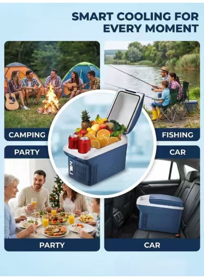 CRONY 8L Car Refrigerator. Low-noise compact refrigerator. Portable mini-fridge. Temperature range 3°C to 60°C. Features removable shelves, self-locking door, and cup holder. AC/DC dual power supply. Suitable for car/home/outdoor/dining. - Image 3