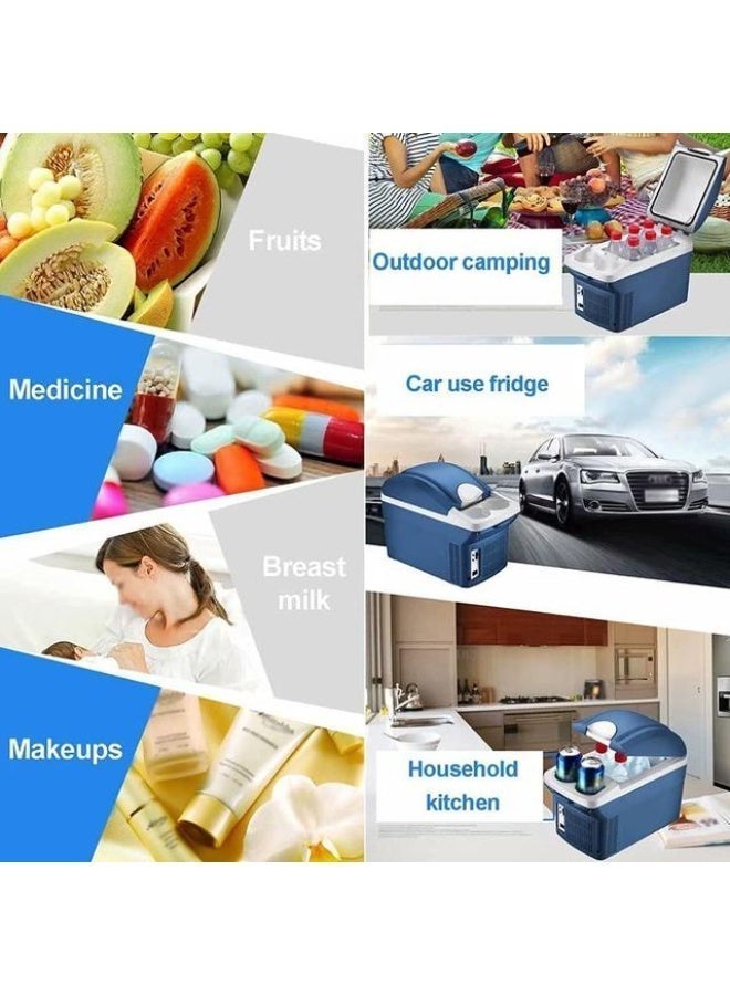 CRONY 8L Car Refrigerator. Low-noise compact refrigerator. Portable mini-fridge. Temperature range 3°C to 60°C. Features removable shelves, self-locking door, and cup holder. AC/DC dual power supply. Suitable for car/home/outdoor/dining. - Image 4