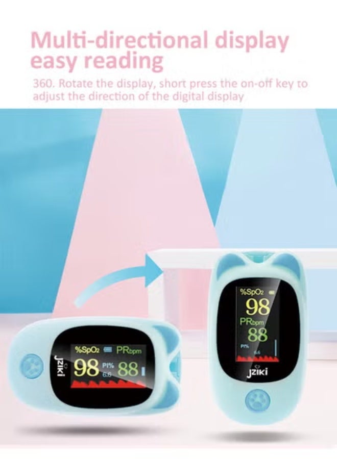 JZIKI Children's Pulse Oximeter - Fingertip Blood Oxygen Monitor,Blue - Image 3