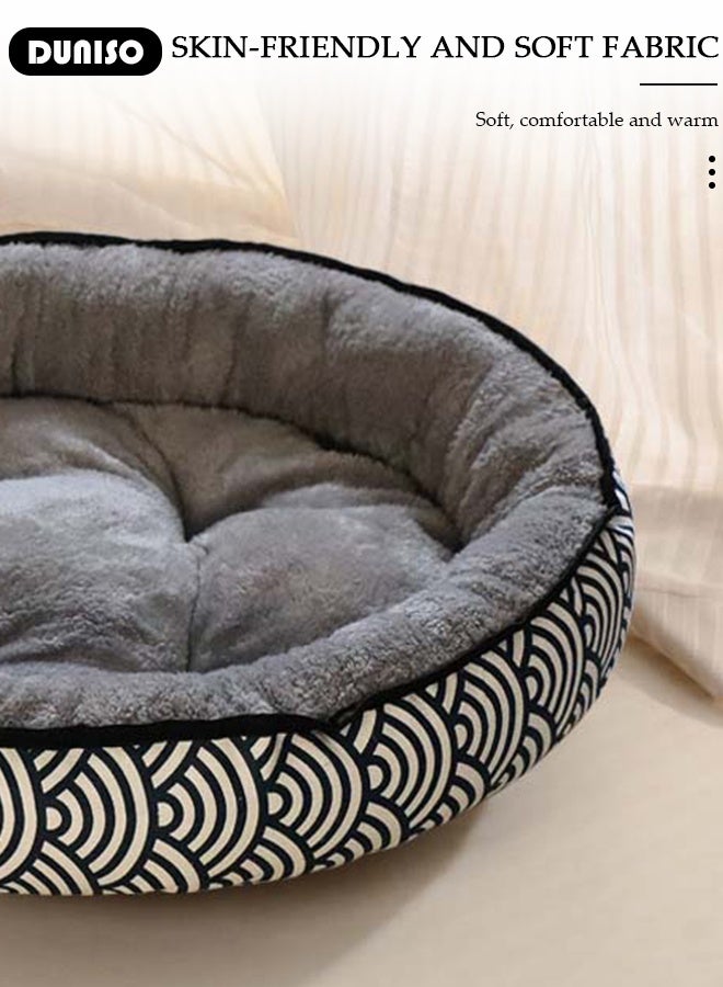 DUNISO سرير قطط بيضاوي مزدوج الاستخدام سرير للكلاب الصغيرة والمتوسطة وسرير قطط على شكل دونات مهدئ للحيوانات الأليفة وسادة قطط مضادة للقلق عش قطط كرتوني لطيف حصيرة نوم مضادة للانزلاق سلة قطط قابلة للغسل في الغسالة - Image 3