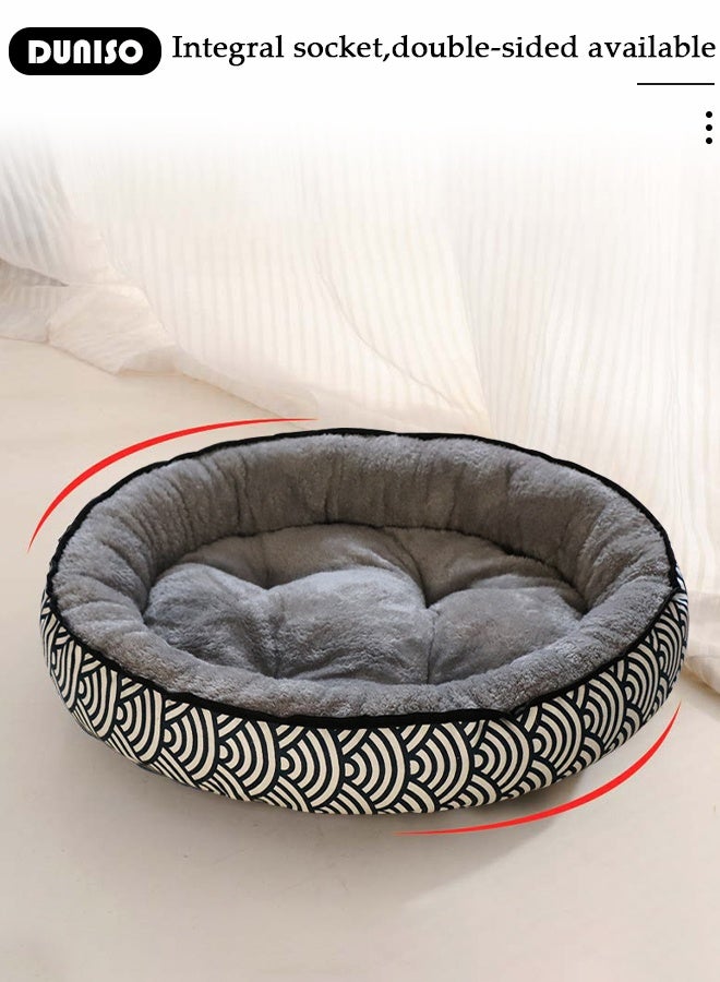 DUNISO سرير قطط بيضاوي مزدوج الاستخدام سرير للكلاب الصغيرة والمتوسطة وسرير قطط على شكل دونات مهدئ للحيوانات الأليفة وسادة قطط مضادة للقلق عش قطط كرتوني لطيف حصيرة نوم مضادة للانزلاق سلة قطط قابلة للغسل في الغسالة - Image 5