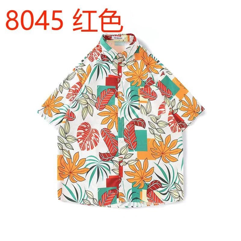 New Japanese-Style Hong Kong Summer Short-Sleeve Shirts For Men And Women, Retro Cool Hawaiian Loose Beach Couple Shirts Trendy - Image 1