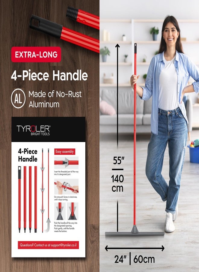 Tyroler Bright Tools Tyroler Floor Squeegee for Concrete Floors, 24" Heavy Duty Squeegee for Floor, Squeegees Broom for Floors with 55" 4 Part Handle Perfect for Tiles, Marble, Garage, Deck, Patio, Bathroom, Shower - Image 2