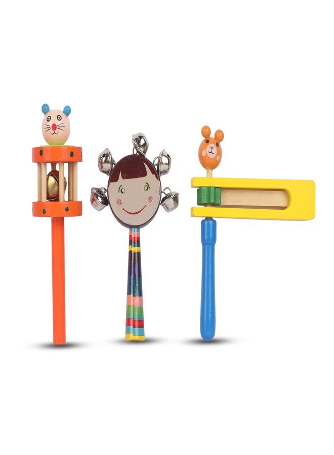 DIETURY Wooden Baby Rattle Toy Set of 3 for Newborns & Infants | Natural Handmade Teether & Musical Sound Toys | Safe Non-Toxic Wooden Sensory Toys for Early Learning & Teething Babies (0-24 Months) - Image 1